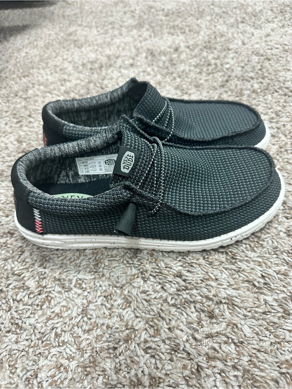 Hey Dude Black Knit Slip-On Loafers